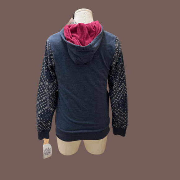 Lucky Brand Zip Hoodie | Gray Floral Faux Fur | Size L | Vintage - Picture 2 of 5